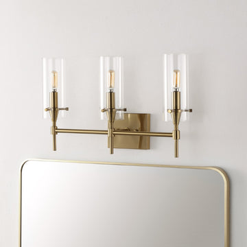 Cato Bohemian Farmhouse Iron/Glass LED Vanity